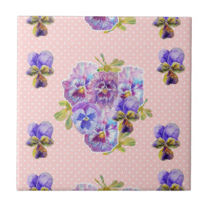 Azulejo Shabby Chic Pink punto Pansy arte floral Cerámica