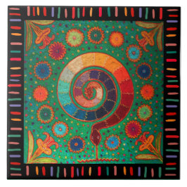 Azulejo Shaman Huichol Celestial Serpent