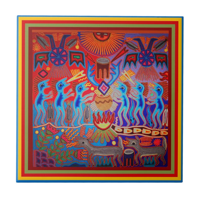 Azulejo Shaman Ritual Huichol (Frente)