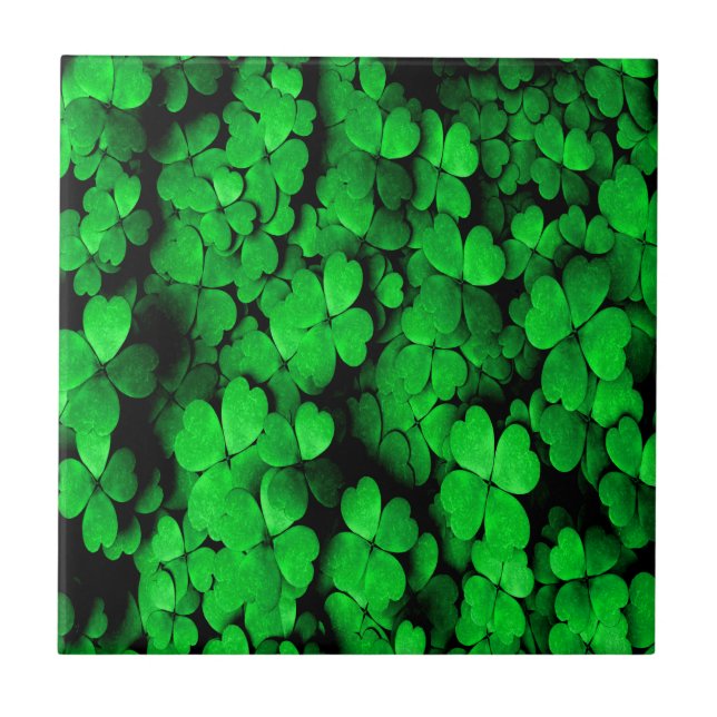 Azulejo Shamrock and Hearts Saint Patrick's Day Green (Frente)