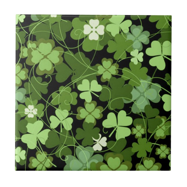 Azulejo Shamrock irlandés verde (Frente)