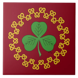 Azulejo Shamrock y Knotwork en rojo