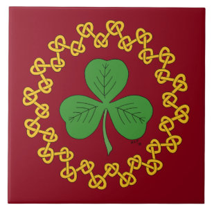 Azulejo Shamrock y Knotwork en rojo
