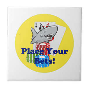 Azulejo Shark Card Coloca tu Apuesta Funny Gambling Person