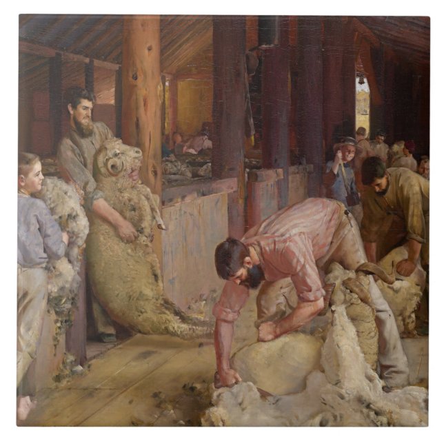 Azulejo Shearing the Rams (Arte Australiano) (Tom Roberts) (Frente)