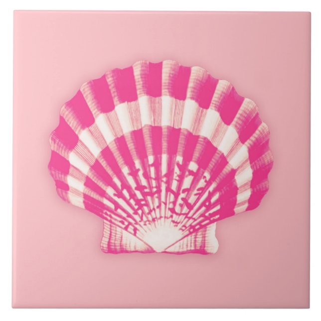 Azulejo Shell en el mar - rosa y blanco fucsia (Frente)