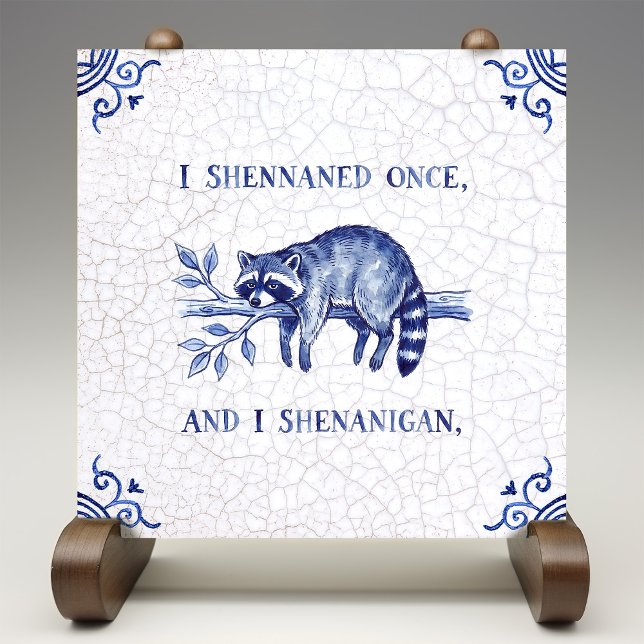 Azulejo SHENANIGAN Raccoon Fine Delft Blue Dutch Style  (Subido por el creador)
