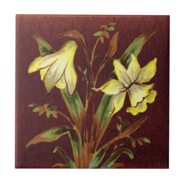 Azulejo Sherwin y Cotton Barbotine Narcissus Repro #2 (Frente)