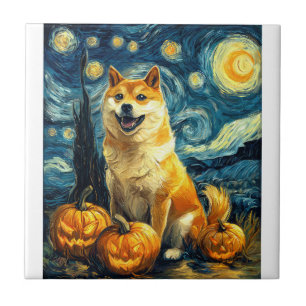 Azulejo Shiba Inu Perro Lindo Halloween Jack O Linterna Ca