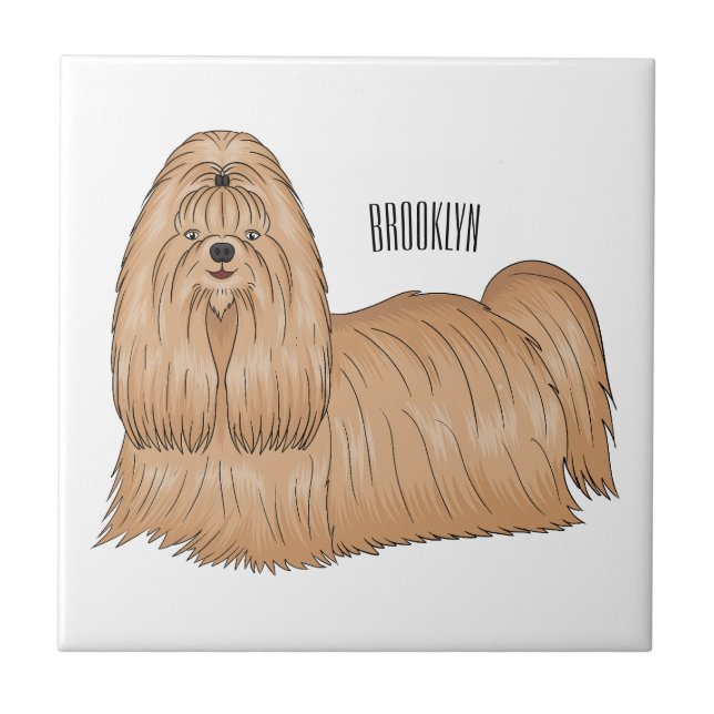 Azulejo Shih tzu personalizado de pelo largo ilustracion (Frente)