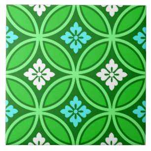 Azulejo Shippo con flor Motif, sombras de Jade Green
