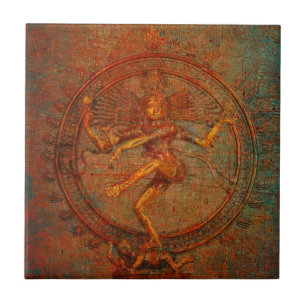 Azulejo Shiva en la capa apenada del fondo