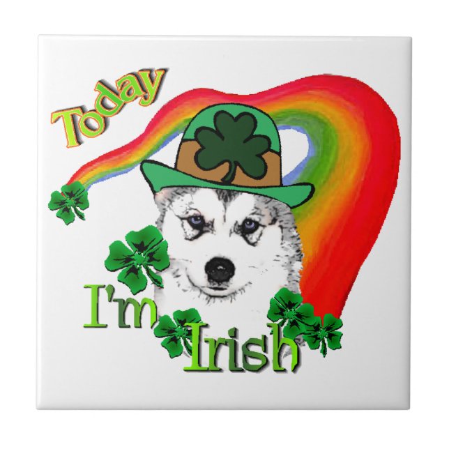 Azulejo Siberian Husky St Patrick (Frente)
