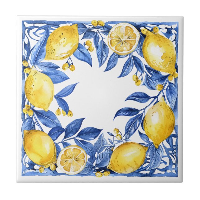 Azulejo Sicilian Lemon Tiles Pattern Mediterranean Dolce  (Frente)