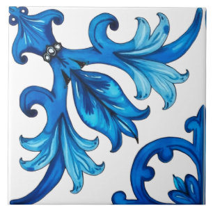 Azulejo siciliano, verano, limón, mosaico, azul,