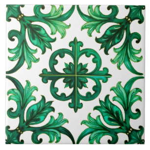 Azulejo siciliano, verano, limón, mosaico, verde,