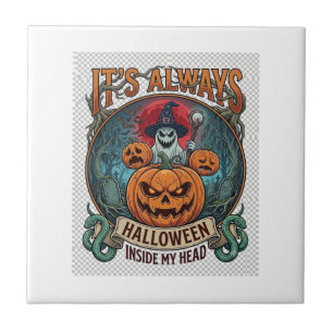 Azulejo Siempre Es Halloween Dentro De La Cabeza Calabaza