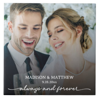 Azulejo Siempre y para siempre foto de boda personalizada