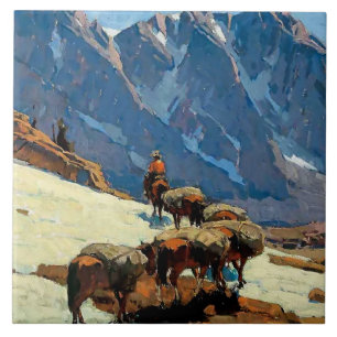 Azulejo “Sierra Pass” Arte Occidental de Edgar Payne