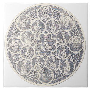 Azulejo Siete virtudes y Jesucristo