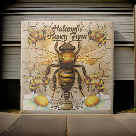 Azulejo Signo de bienvenida de Honey Farm Big Bee | Mosaic