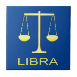 Azulejo Signo de estrella de balanzas de oro de Libra