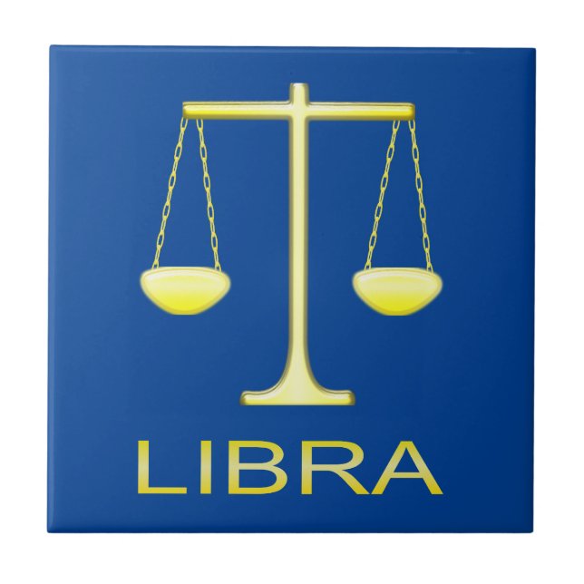 Azulejo Signo de estrella de balanzas de oro de Libra (Frente)