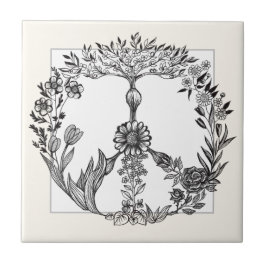 Azulejo Signo de paz Boho elegante Girly Cute floral Bonit