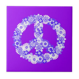 Azulejo Signo de paz morado floral