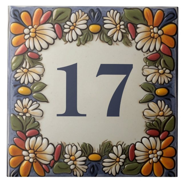 Azulejo Signo de placa de la casa personalizada Floral vin (Frente)