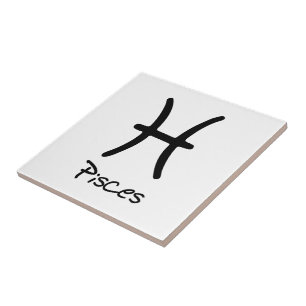Azulejo Signo del Zodiaco Piscis sobre Fondo Blanco