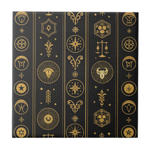Azulejo Signo Zodiacal de Oro Negro (1)