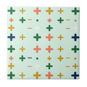 Azulejo Signos Más Divertidos Patrón Geométrico Retro