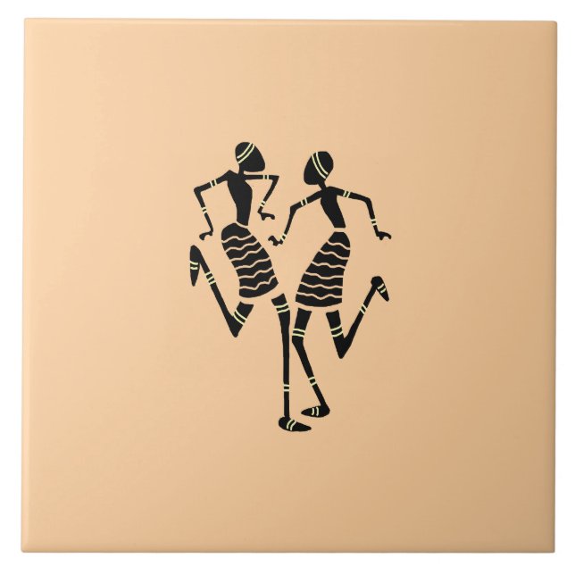 Azulejo Silhouette bailarines de arte africano (Frente)