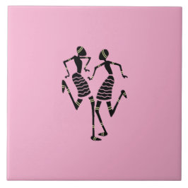 Azulejo Silhouette de arte africano baila rosa moderno