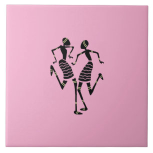 Azulejo Silhouette de arte africano baila rosa moderno