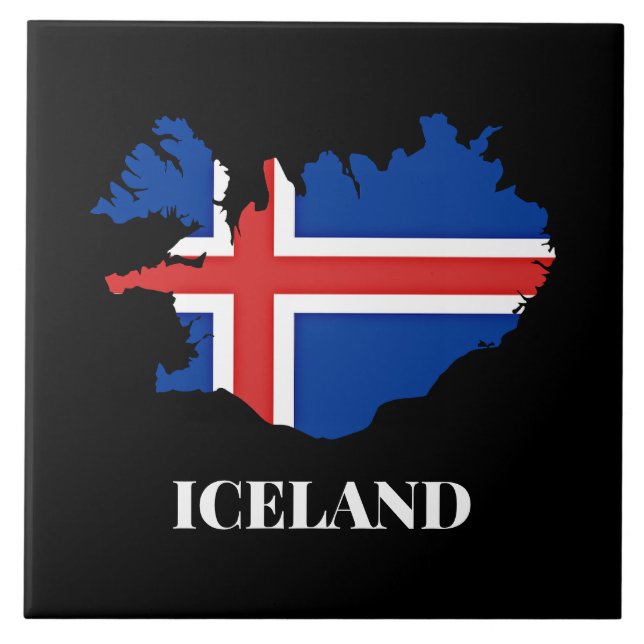 Azulejo Silhouette de Islandia, bandera, (Frente)