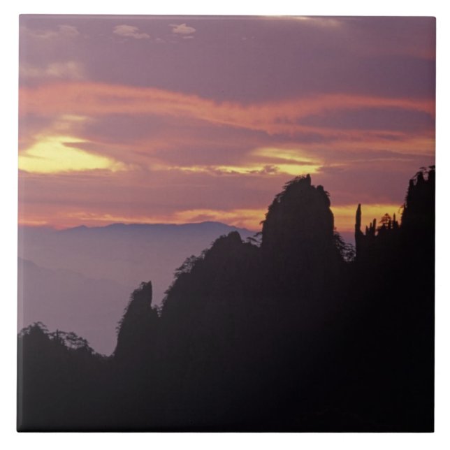 Azulejo Silhouette del monte Huangshan (Montaña Amarilla)  (Frente)