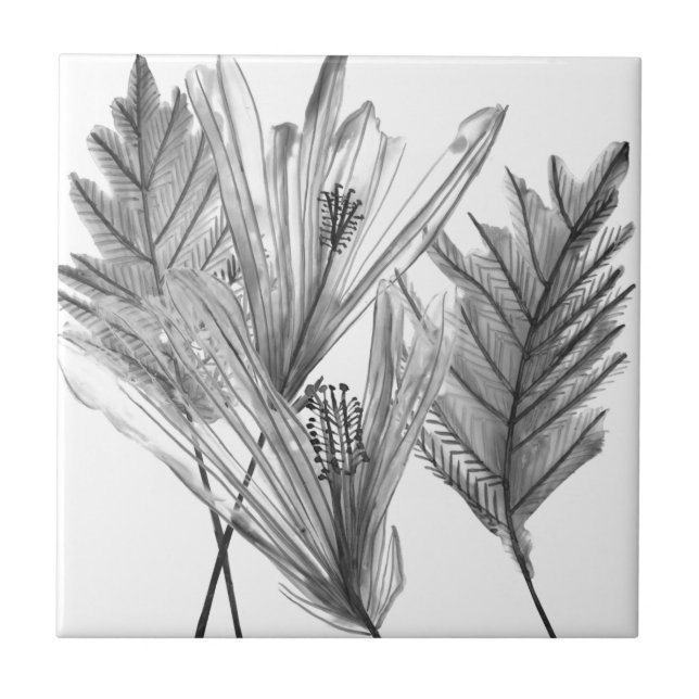 Azulejo Silhouette floral - Gris (Frente)