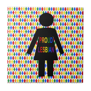 Azulejo Silhouette lesbiana LGBTQ y damas de arco iris