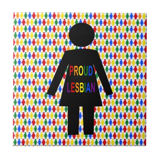 Azulejo Silhouette lesbiana LGBTQ y damas de arco iris (Frente)