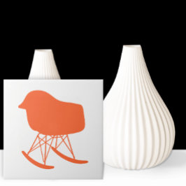 Azulejo Silhouette Naranja Rocking Chair de mediados de si
