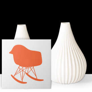 Azulejo Silhouette Naranja Rocking Chair de mediados de si