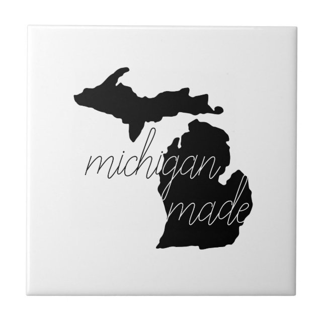 Azulejo Silhouette negra con tipografía de Michigan (Frente)