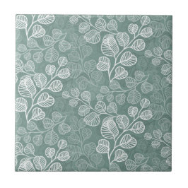 Azulejo Silhouettes de leafy florecientes Serenidad suave