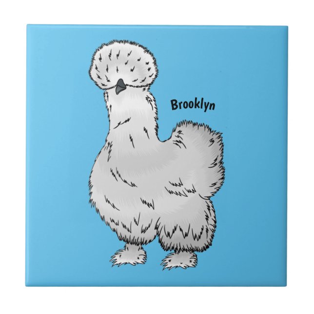 Azulejo Silkie chicken cartoon illustration  (Frente)