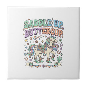 Azulejo Silla de unicornio Buttercup Kawaii Tipografía Des