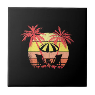 Azulejo Sillas de playa Parasol Atardecer de verano 80s Pa