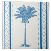 Silueta de árbol de palma azul vintage Tropical co