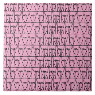 Azulejo Silueta de cocoteros rosados y negros